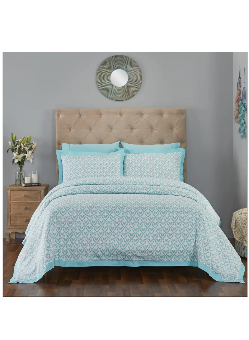 Donetella 4-Piece Single Size Duvet Cover Set Without Filler Cotton Teal