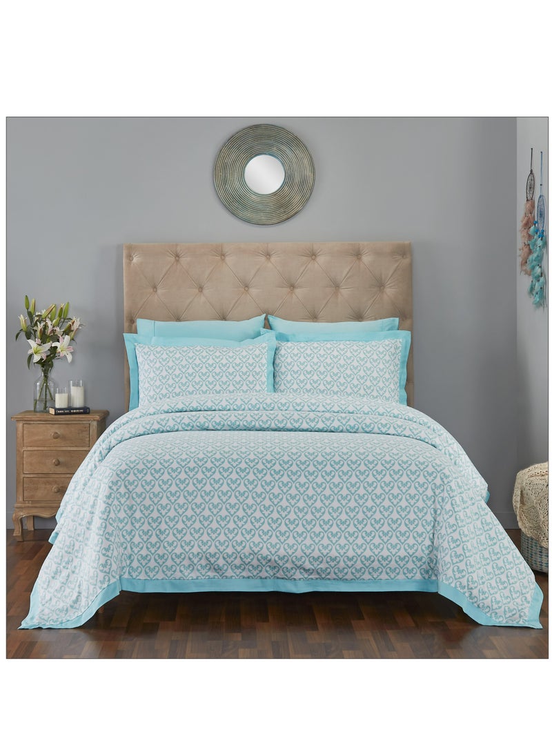 Donetella - 4-Piece Single Size Duvet Cover Set Without Filler Cotton Teal - Image 1