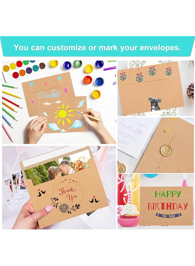 erorex 50Pcs Brown Kraft Envelopes 5X7 Envelopes For Invitations A7 Invitation Envelopes Card Envelopes For Personalize Gift Cards Wedding Baby Shower Birthday Party  - Image 3