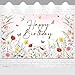 Avezano Wildflower Birthday Backdrop Girls Floral Birthday Banner Spring Wildflower Party Decorations Background 6 x 36 ft - Image 3