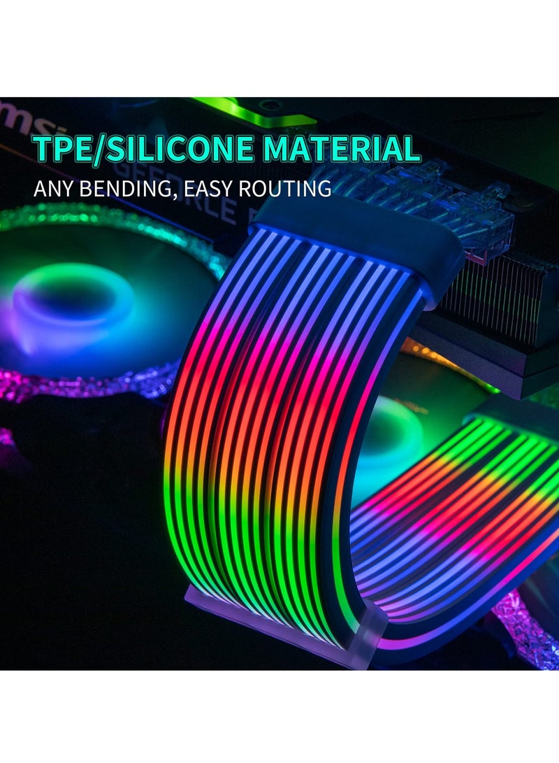 Excefore 3x8 Pin Addressable RGB Power Extension Cable, 18AWG RGB PC Cables Motherboard PSU Extension Cable for Motherboard Connector, Support 5V 3Pin Synchronized (Silver Plated High Performance) - Image 3