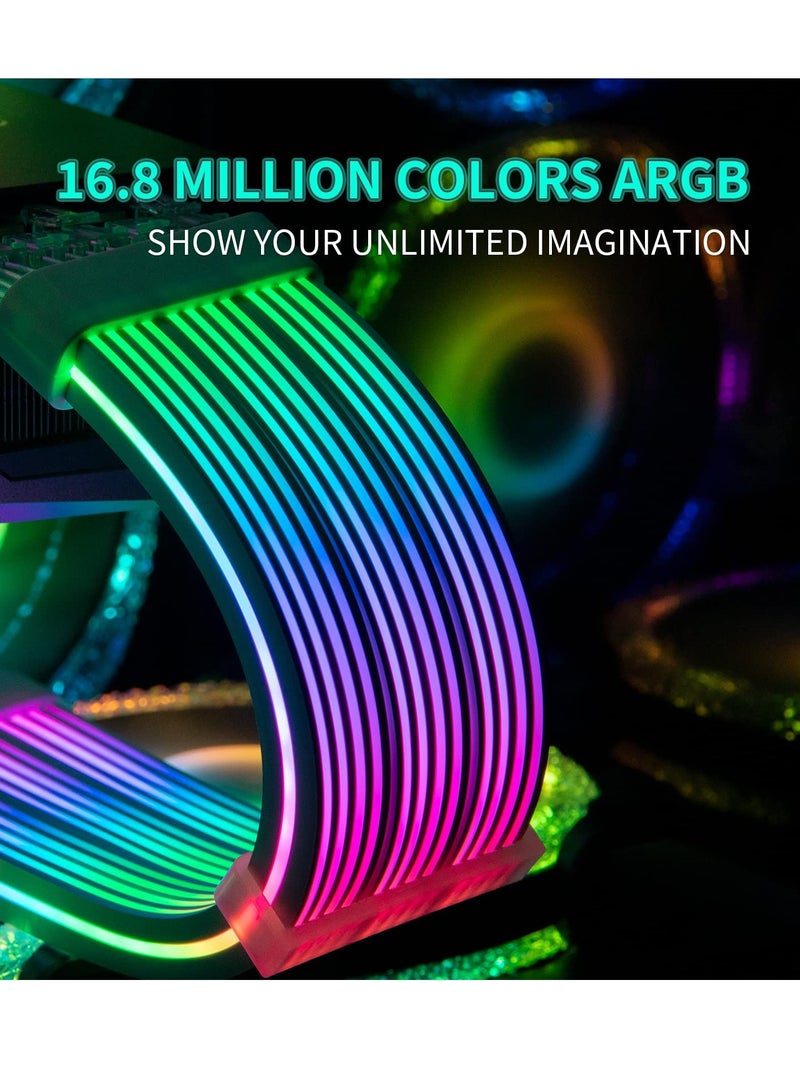 Excefore 3x8 Pin Addressable RGB Power Extension Cable, 18AWG RGB PC Cables Motherboard PSU Extension Cable for Motherboard Connector, Support 5V 3Pin Synchronized (Silver Plated High Performance) - Image 5