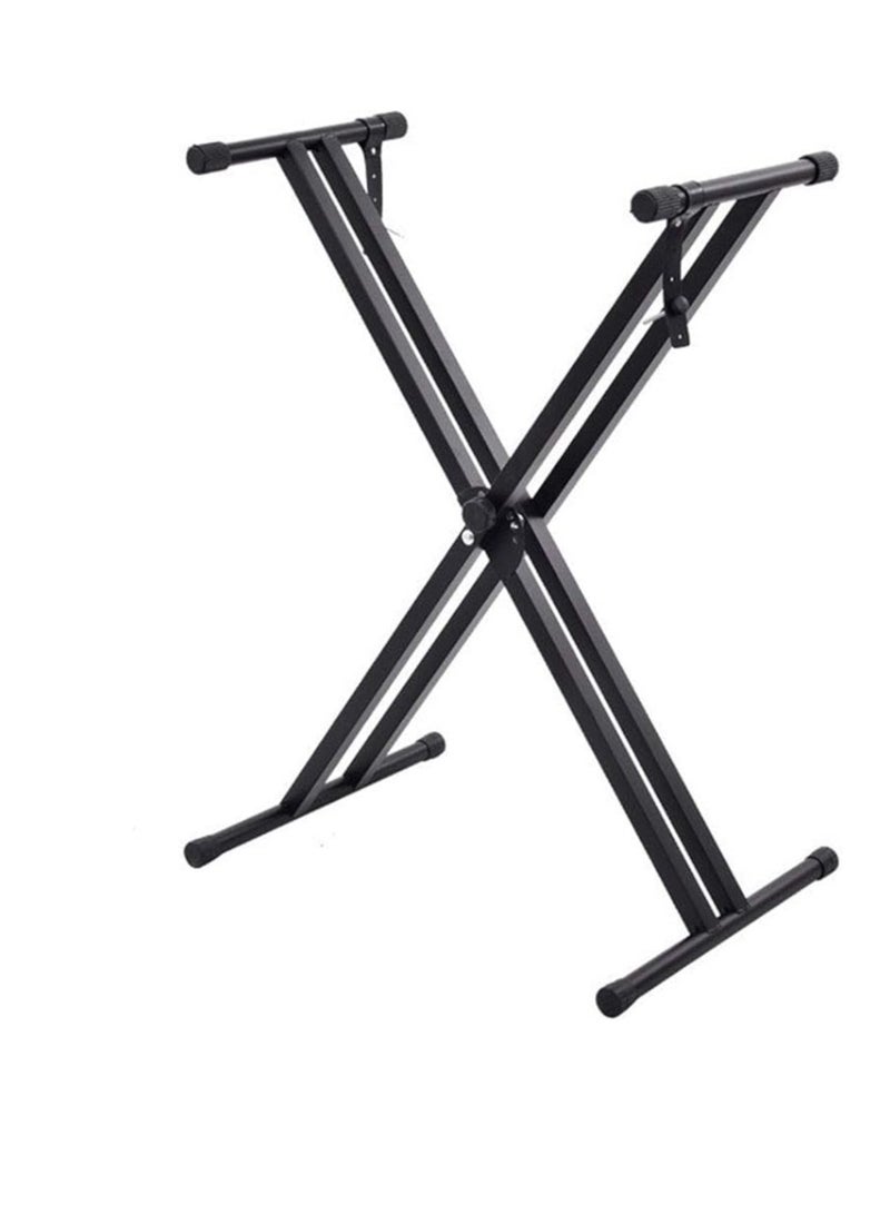 حامل لوحة مفاتيح مزدوج الإطار X - حامل أورغ كهربائي مع مقعد لوحة مفاتيح بأقدام مطاطية - Image 1