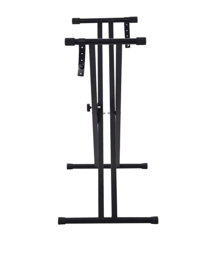 حامل لوحة مفاتيح مزدوج الإطار X - حامل أورغ كهربائي مع مقعد لوحة مفاتيح بأقدام مطاطية - Image 4