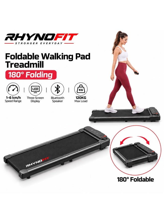 RHYNOFIT Foldable Walking Pad Treadmill for Home – 180° Folding Under Desk Treadmill - Image 1