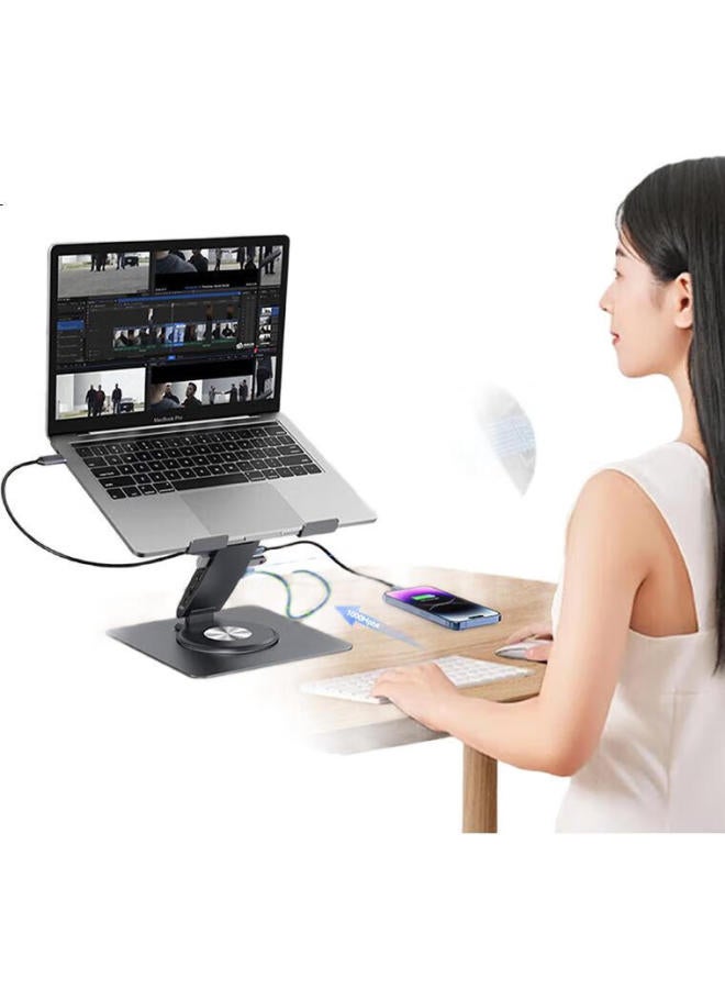 Han Zichen Laptop Stand With 12-Port Usb-C To Hdmi Converter Hub Splitter With Tf/Sd Card Reader For Apple Macbook, Huawei, Xiaomi - Image 2
