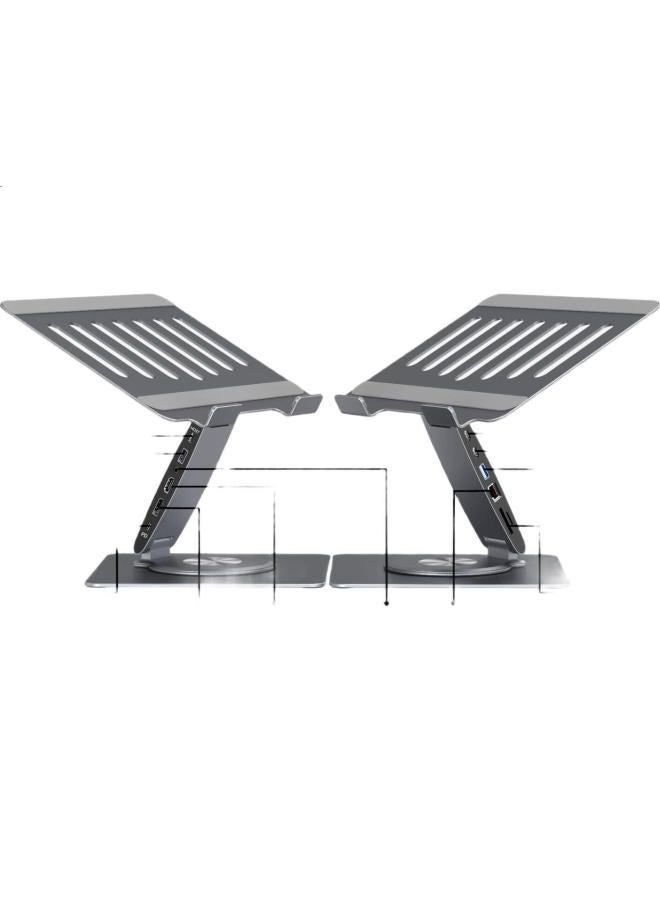 Han Zichen Laptop Stand With 12-Port Usb-C To Hdmi Converter Hub Splitter With Tf/Sd Card Reader For Apple Macbook, Huawei, Xiaomi - Image 3