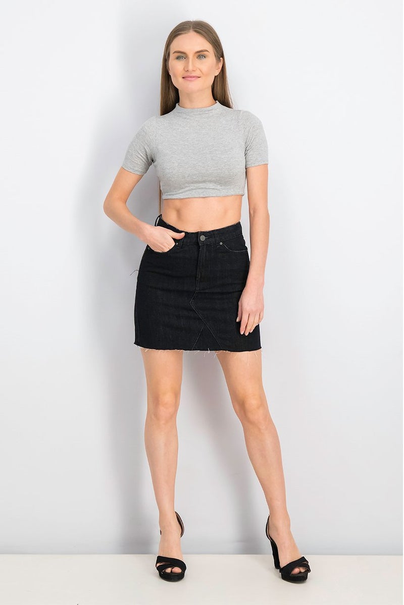 Mohito Women Mini Denim Skirt, Black - Image 3