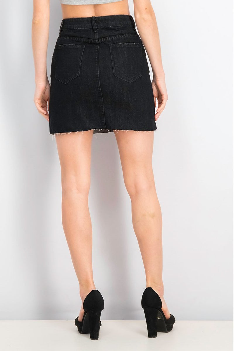 Mohito Women Mini Denim Skirt, Black - Image 4