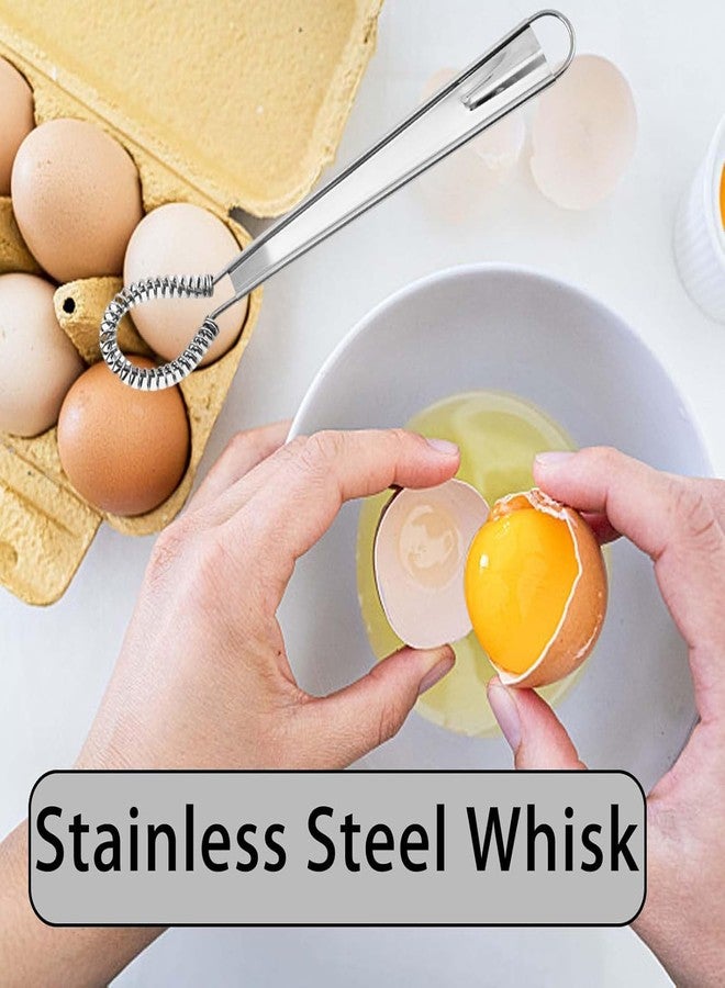 Homava Stainless Steel Whisk Manual Flat Mini Wire Egg Beater Spring Stirrer Sauce Milk Coffee Beater Tool | 8 Inch | 4 Pcs - Image 2