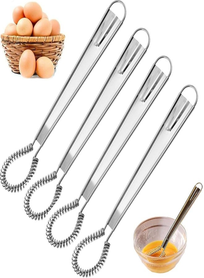 Homava Stainless Steel Whisk Manual Flat Mini Wire Egg Beater Spring Stirrer Sauce Milk Coffee Beater Tool | 8 Inch | 4 Pcs - Image 1