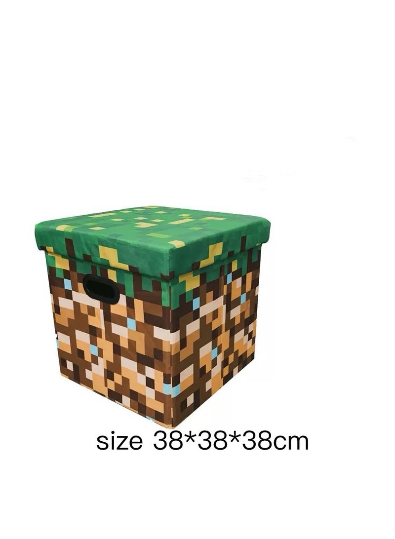 Foldable Minecraft Storage Box - Chest Cube Organizer for Toys & Clothes, kids room storage treasure chest size :38x38x38cm 