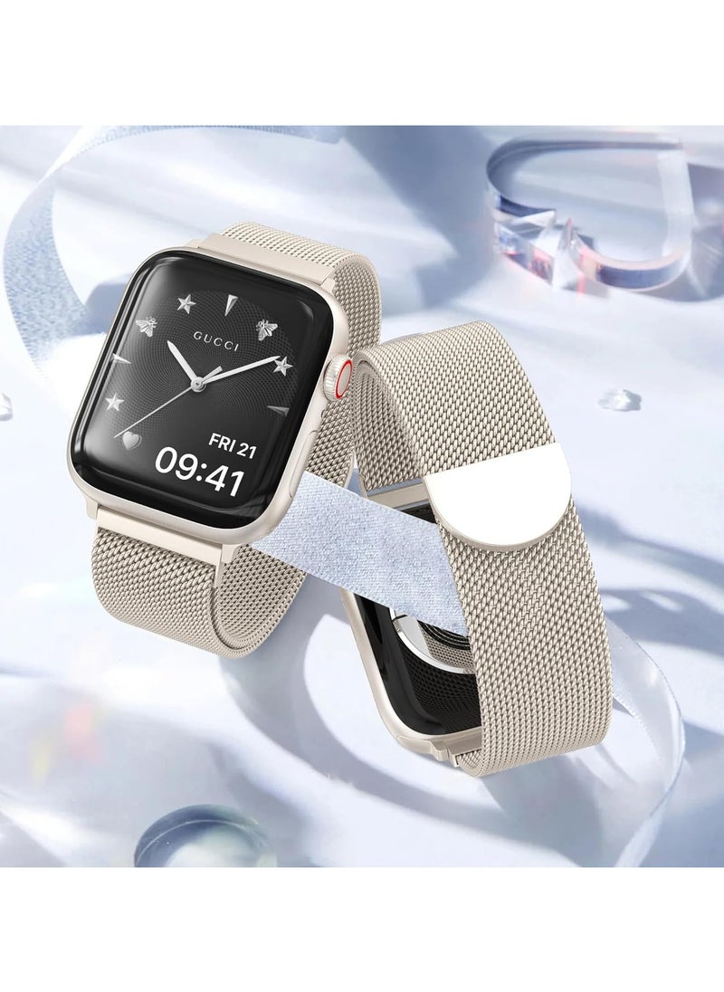 Youque Compatible with Apple Watch Band Series 10, Ultra 2, SE, Ultra 9 8 7 6 5 4  42mm 44mm 45mm 46mm 49mm Women and Men, Stainless Steel Mesh Loop Magnetic Clasp Replacement for iWatch Bands  - Image 5