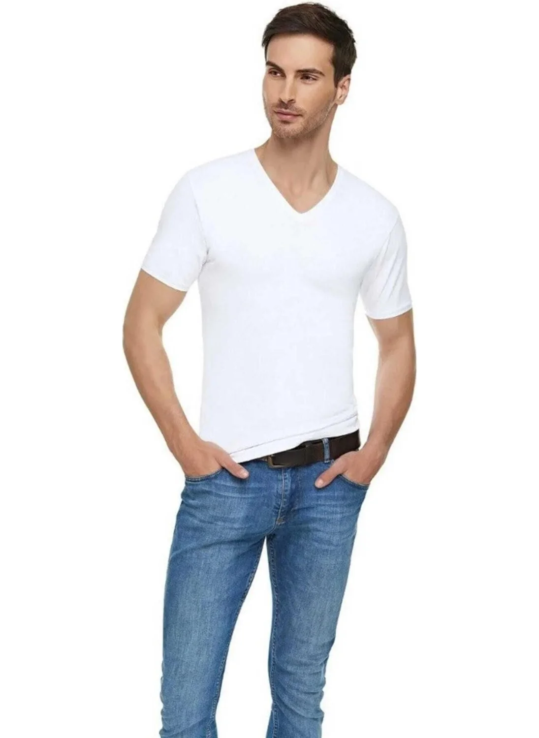 Tutku Elit Passion Elite Men's V Neck Lycra Short Sleeve Undershirt 1303 - 9 Pieces