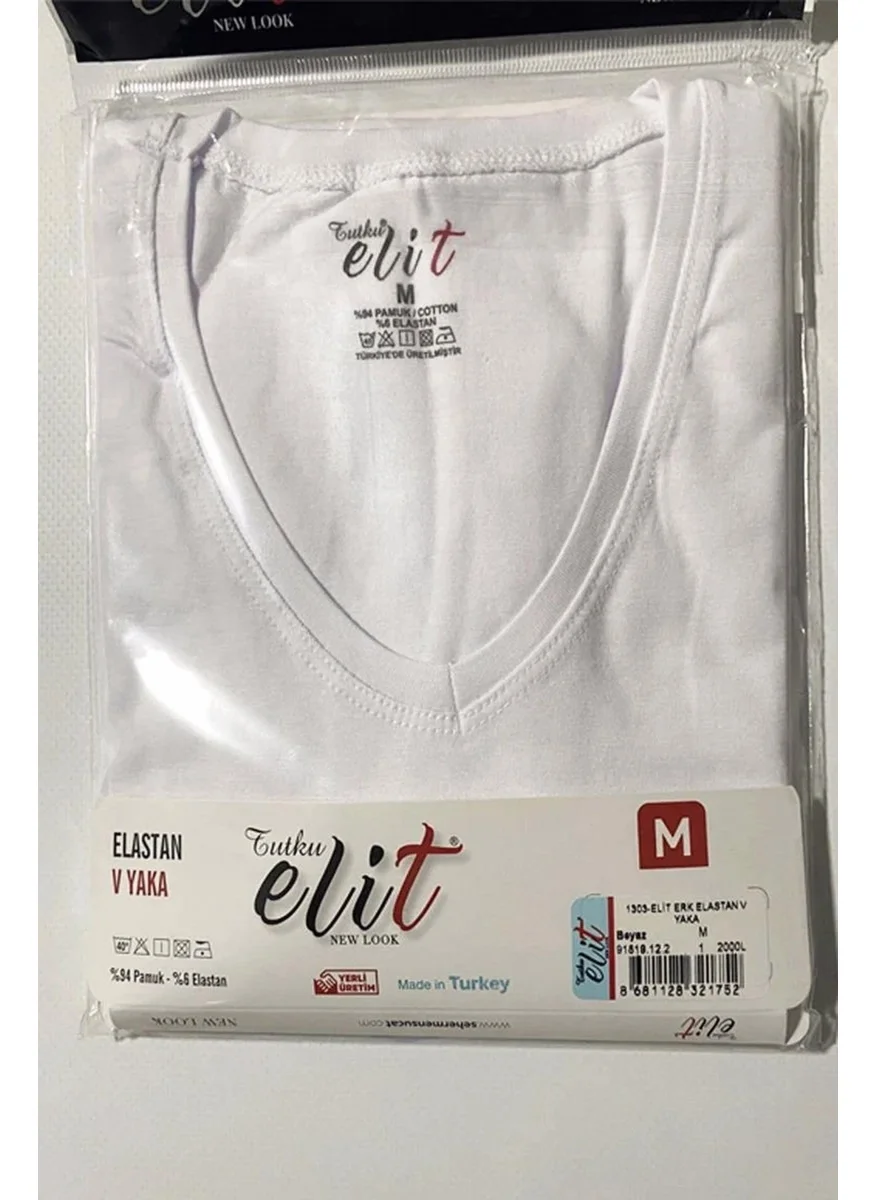 Tutku Elit Passion Elite Men's V Neck Lycra Short Sleeve Undershirt 1303 - 9 Pieces
