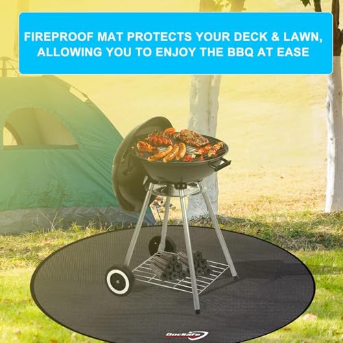 DocSafe 60 x 60 inches Round Under Grill Mat,Large 4 Layers Fire Pit Mat,Fireproof Mat Heat Insulated Protector for Deck,Patio,Grass,Smoker,BBQ,Reusable Oil-Proof and Waterproof Indoor Fireplace Pad - Image 5