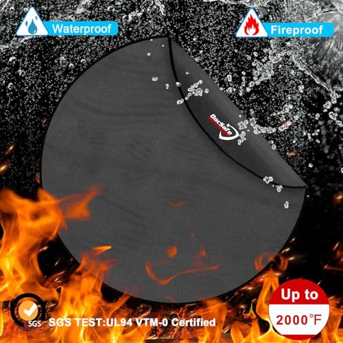 DocSafe 60 x 60 inches Round Under Grill Mat,Large 4 Layers Fire Pit Mat,Fireproof Mat Heat Insulated Protector for Deck,Patio,Grass,Smoker,BBQ,Reusable Oil-Proof and Waterproof Indoor Fireplace Pad - Image 2