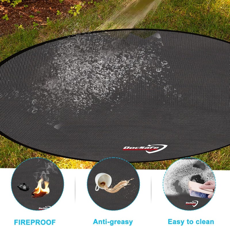 DocSafe 60 x 60 inches Round Under Grill Mat,Large 4 Layers Fire Pit Mat,Fireproof Mat Heat Insulated Protector for Deck,Patio,Grass,Smoker,BBQ,Reusable Oil-Proof and Waterproof Indoor Fireplace Pad - Image 4