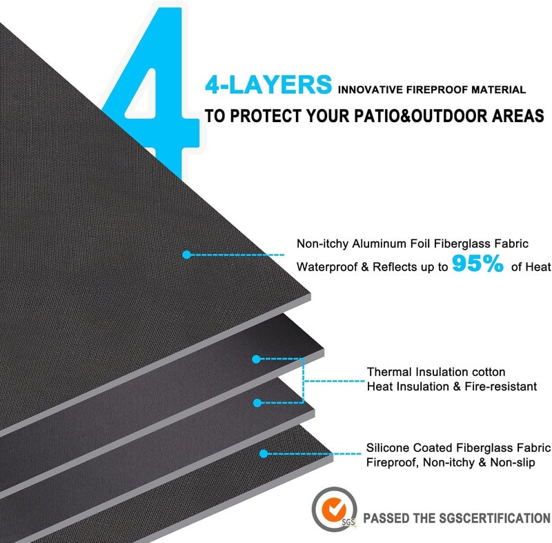DocSafe 60 x 60 inches Round Under Grill Mat,Large 4 Layers Fire Pit Mat,Fireproof Mat Heat Insulated Protector for Deck,Patio,Grass,Smoker,BBQ,Reusable Oil-Proof and Waterproof Indoor Fireplace Pad - Image 3
