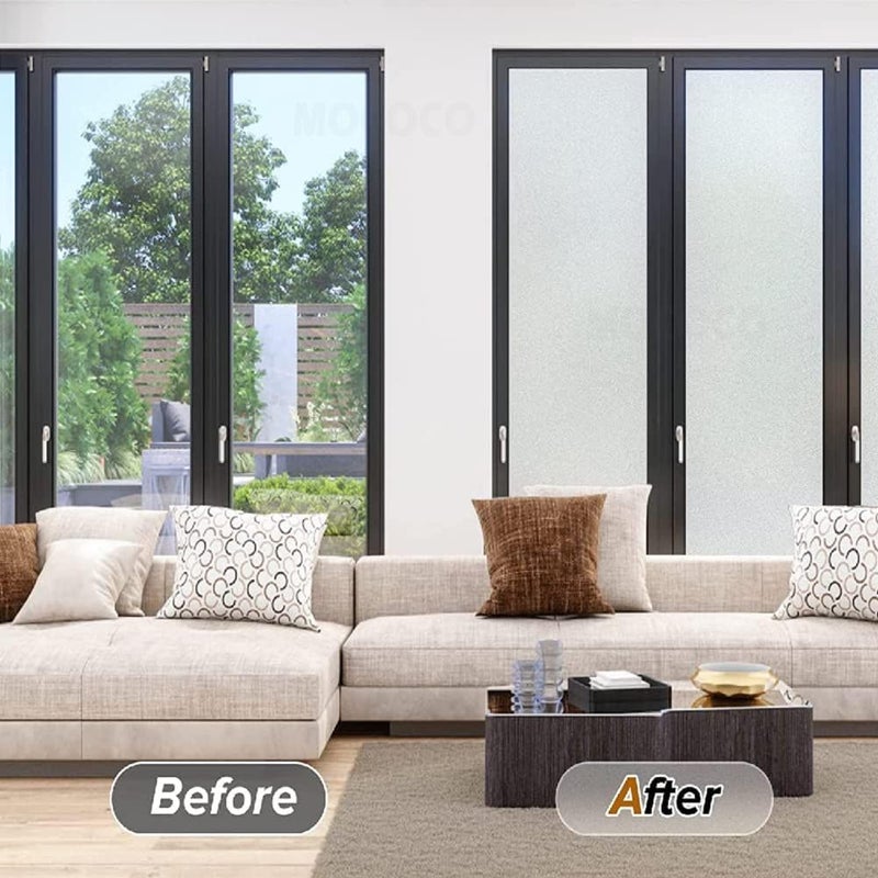 MOCOCO Premium Privacy Window Film Vinyl Frosted Self Adhesive Glass Film Decorative Window Stickers for Home Office Bathroom Kitchen Living Room -Frosted Glitter (18x360 Inch) - Image 5