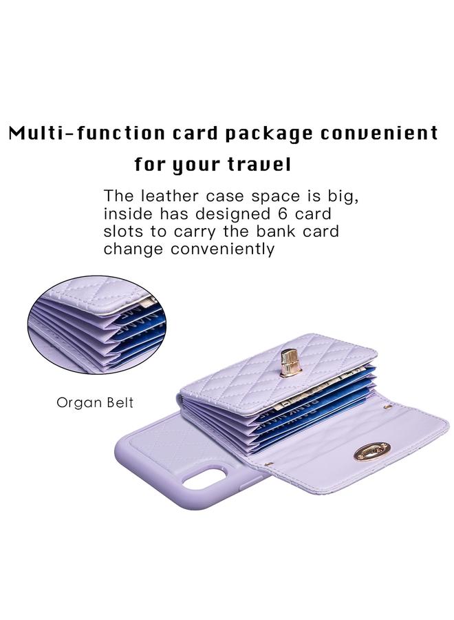 S-TOP Case For iPhone XR Horizontal Metal Buckle Wallet Rhombic Leather Phone Case - Image 4