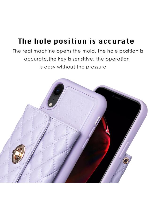 S-TOP Case For iPhone XR Horizontal Metal Buckle Wallet Rhombic Leather Phone Case - Image 3