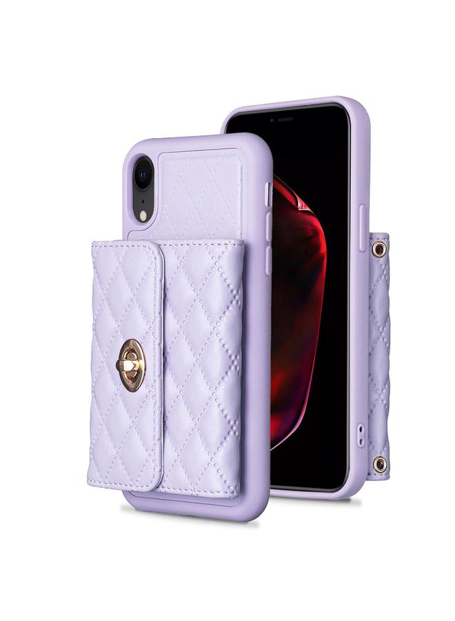 S-TOP Case For iPhone XR Horizontal Metal Buckle Wallet Rhombic Leather Phone Case - Image 1