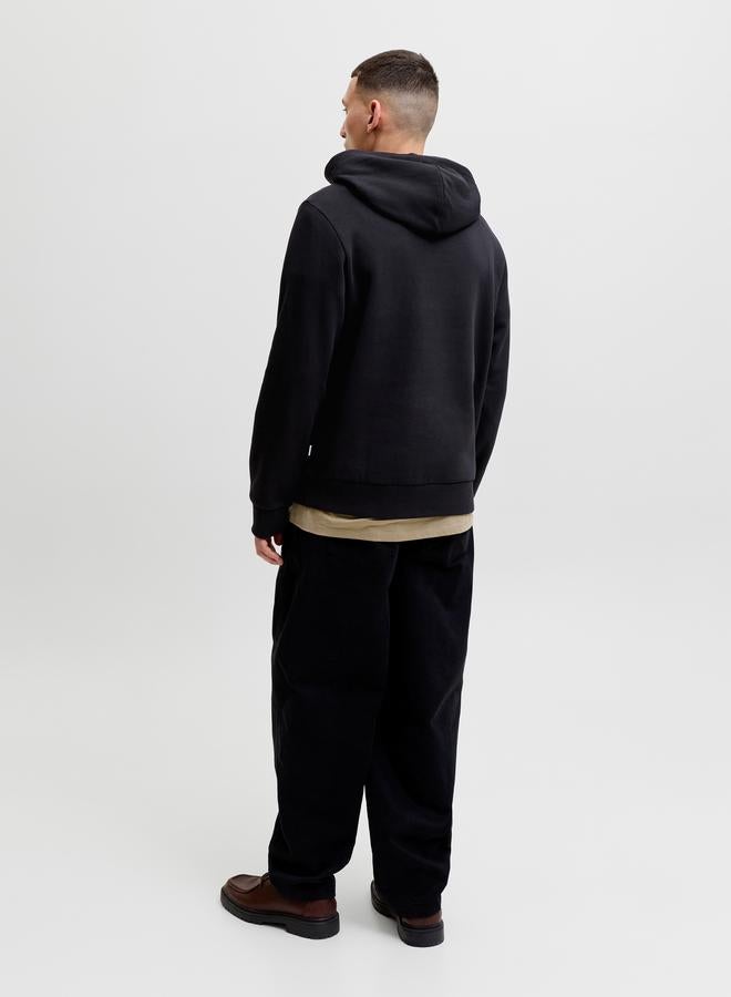 JACK & JONES Black Pullover Hoodie with Logo Print - Image 4