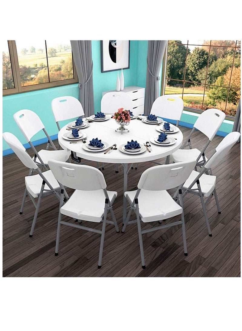 ALMUFARREJ - PE table foldable with steel legs 120 cm for dinner, camping and picnic - Image 1