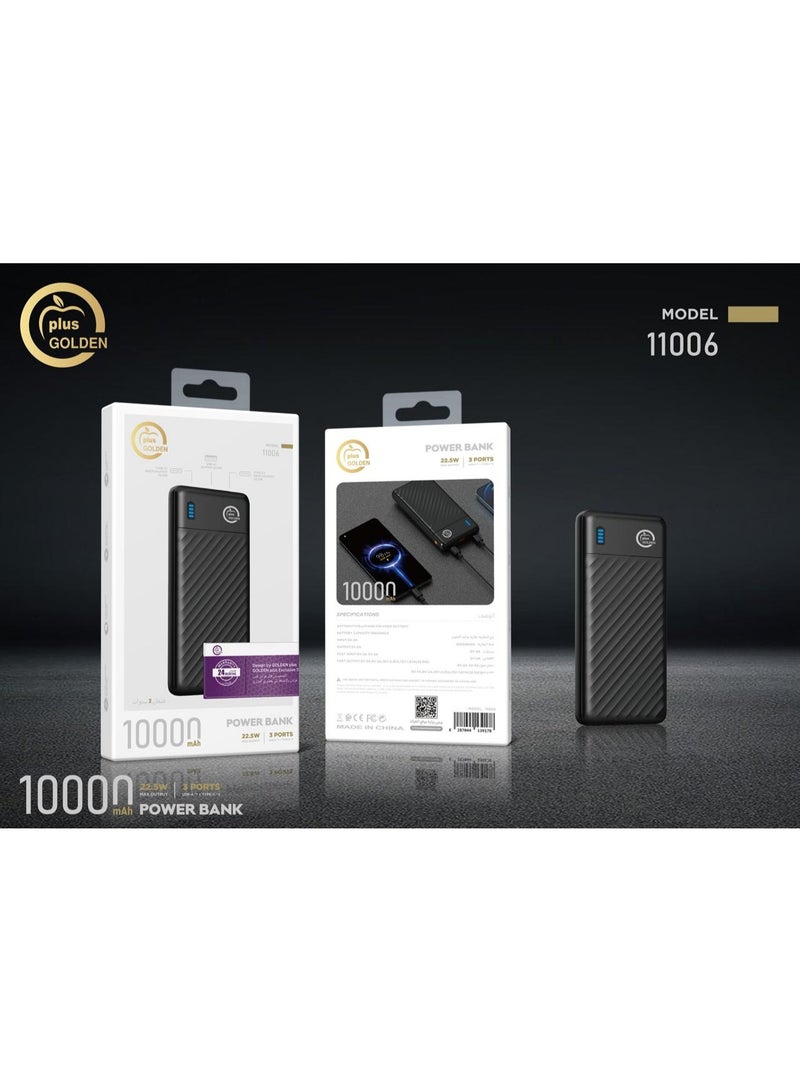 Golden Plus 10000mAh Power Bank, 22.5W Fast Charging, 3 Ports - Image 2
