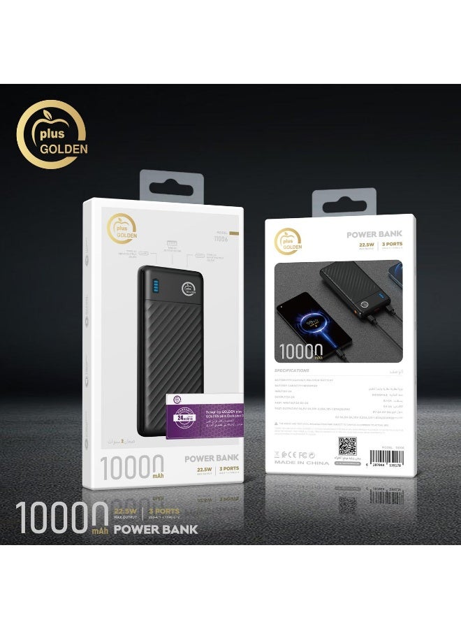 Golden Plus 10000mAh Power Bank, 22.5W Fast Charging, 3 Ports - Image 4