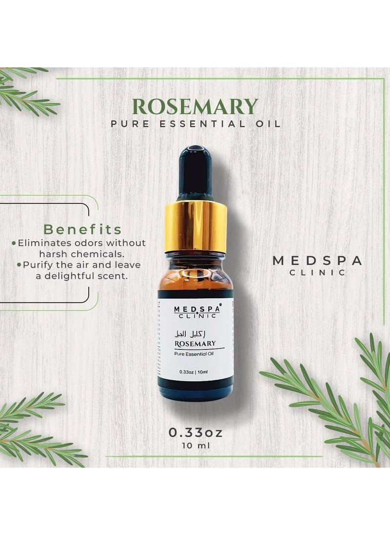 MEDSPACLINIC - Pure Rosemary Essential Oil 100% Pure Therapeutic Grade for Focus, Clarity, and Hair Growth10ml | 0.33oz Bottle - Image 1