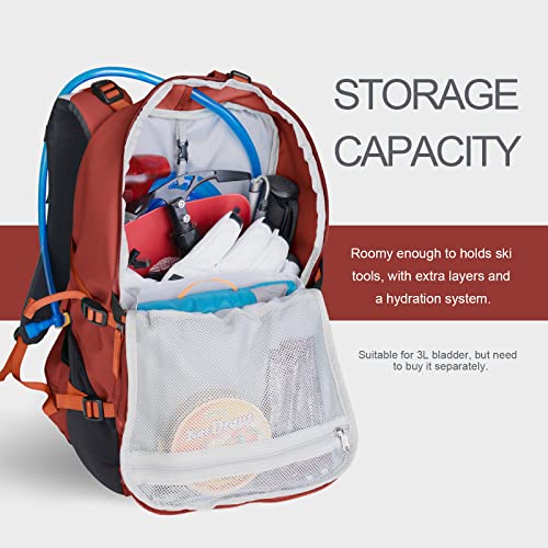 Unigear Ski Backpack, 22L Snowboard Travel Backpack 900D Polyester Waterproof for Snowboard, Ski, Camping, Hiking (Red) - Image 3