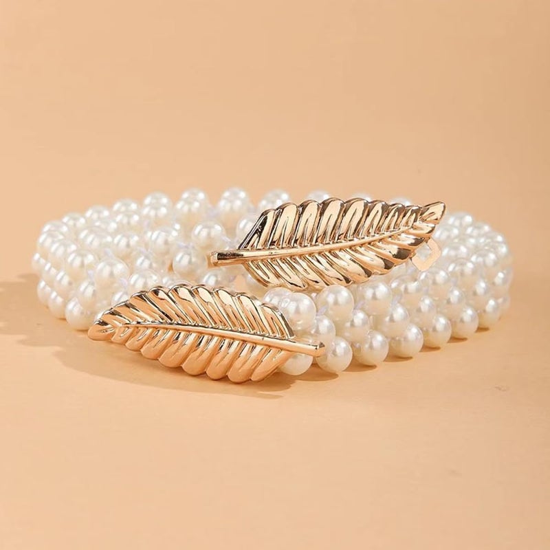 Shining Diva Fashion فساتين لؤلؤ تقليدية أنيقة للنساء والفتيات (بيضاء) حزام خصر سلسلة كمر بند جينز - Image 5