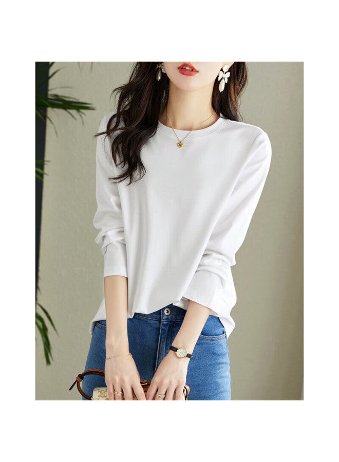 dme Demana Spring And Autumn Relaxed Fit Contrasting Color Long-sleeve T-shirt For Women, Cute Patchwork Embroidery Fitted Women's T-shirt - Image 1