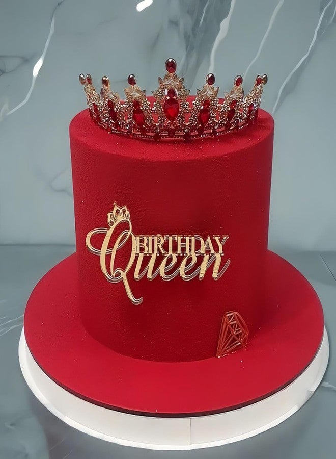 زينة كعكة عيد ميلاد الملكة السعيدة، زينة كعكة عيد ميلاد الملكة من الأكريليك للنساء، زينة كعكة عيد ميلاد الملكة، لوازم حفلات تزيين الكيك - Image 1