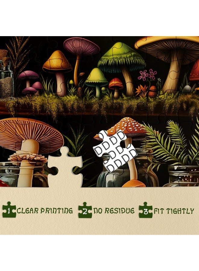 IdeaBazar Beautiful Mushroom Bookshelf Puzzles for Adults 1000 Pieces Nature, Colorful Plant Bottle Art Jigsaw Puzzles, Pretty Scenic Painting Fantasy Puzzle - Image 3
