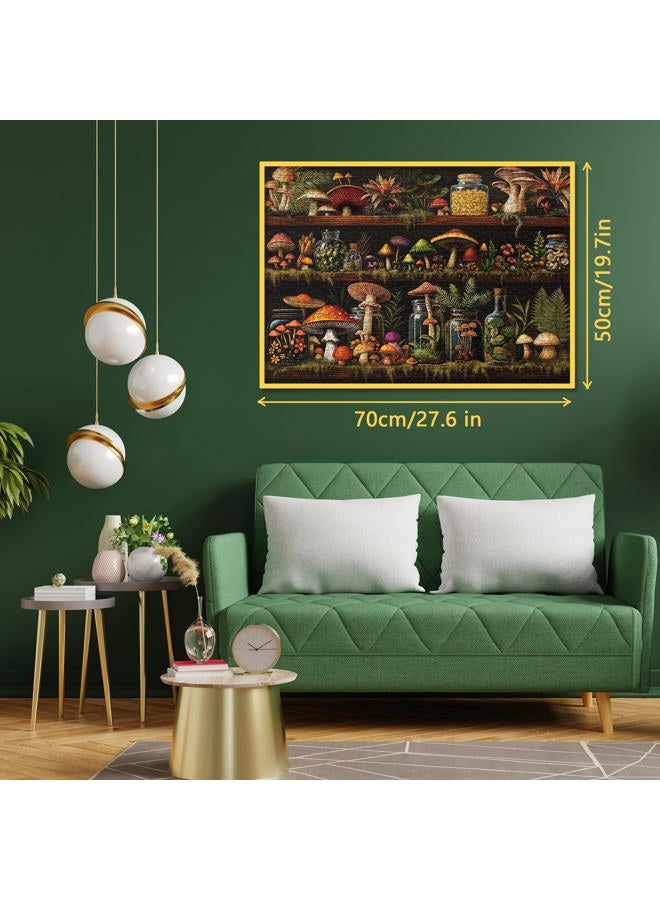IdeaBazar Beautiful Mushroom Bookshelf Puzzles for Adults 1000 Pieces Nature, Colorful Plant Bottle Art Jigsaw Puzzles, Pretty Scenic Painting Fantasy Puzzle - Image 5