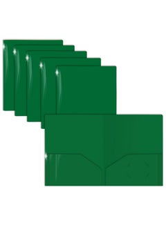 Gold Seal Extra Heavyweight Green Plastic 2 Pocket Portfolio Folders 12 Pack Premium Letter Size Folders High Sheen Reflective Finish 12 Pack Poly Folders Green  - Image 1
