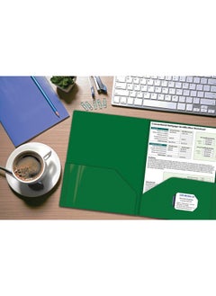 Gold Seal Extra Heavyweight Green Plastic 2 Pocket Portfolio Folders 12 Pack Premium Letter Size Folders High Sheen Reflective Finish 12 Pack Poly Folders Green  - Image 2