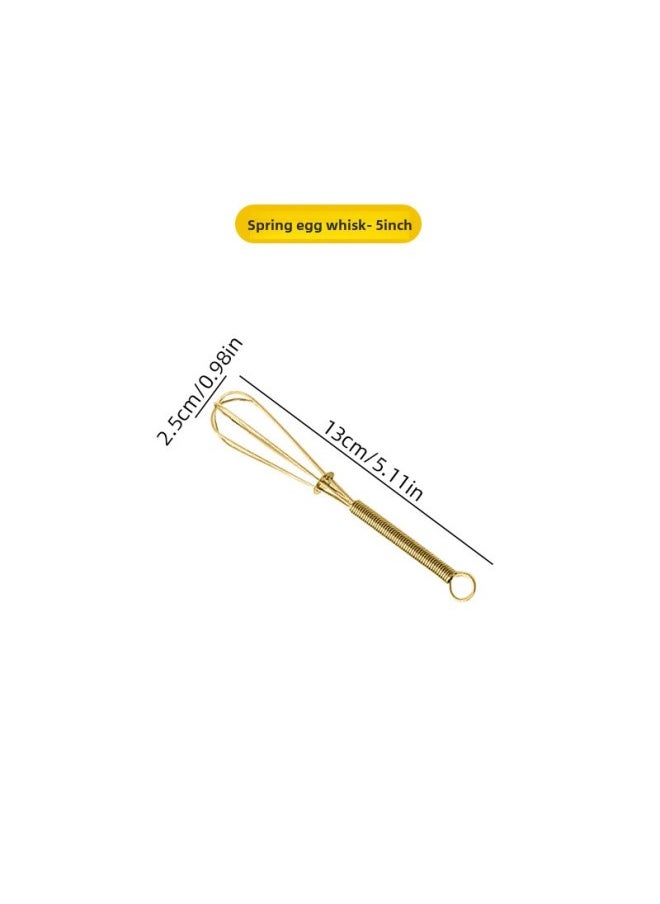 Generic A Generation Of Stainless Steel Manual Egg Beater Household Semi-automatic Hand-held Milk Foam Spring Mixing Baking Tool-Color:5 Inches 13cm (gold)  - Image 1