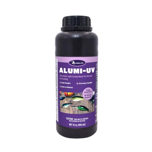 Alumilite Alumi-UV 12 Oz, Fast Curing, High Gloss, Clear UV Resin, Ideal for Crafts, Jewelry, Glossy Look Resin Forr Doming and Coating, Perfect for Fishing Lures, and Coasters - Image 1
