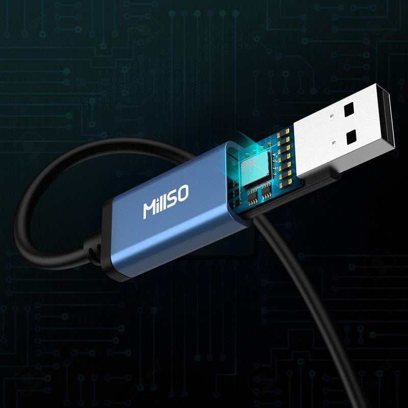 MillSO USB to 3.5mm Audio Jack Adapter, Sapphire Blue TRRS USB to AUX Audio Jack External Stereo Sound Card for Headphone, Speaker, PS4, PC, Laptop, Desktops - 3 Feet - Image 5