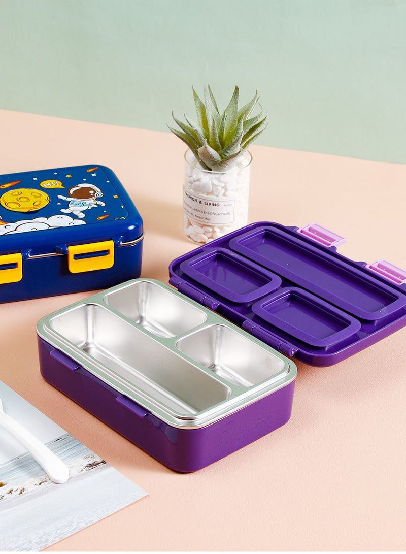 CityRiya-Long Bento Box Adult Lunch Box Stainless Steel Lunch Box Kids Lunch Containers for Adults/Kids/Toddler 550ML-3 Compartment Bento Lunch Box Microwave & Dishwasher & Freezer Safe - Image 4