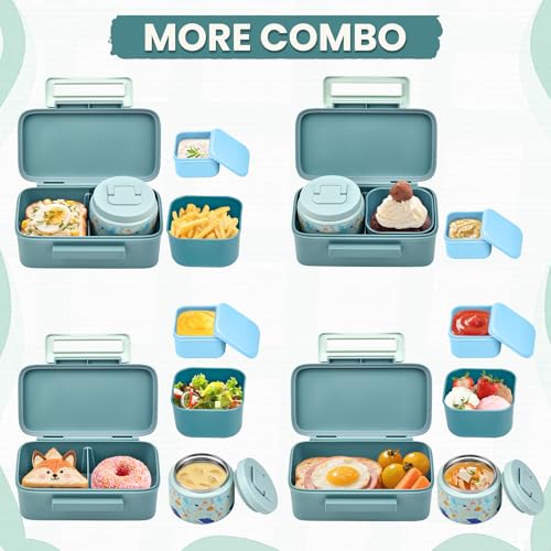 PIQUEBAR Bento Lunch Box for Kids with Thermo Ice Pack Lunch Food Container Insulated Bag, 18oz Plastic Sport Water Bottle for Kid Girls Boys - Image 4