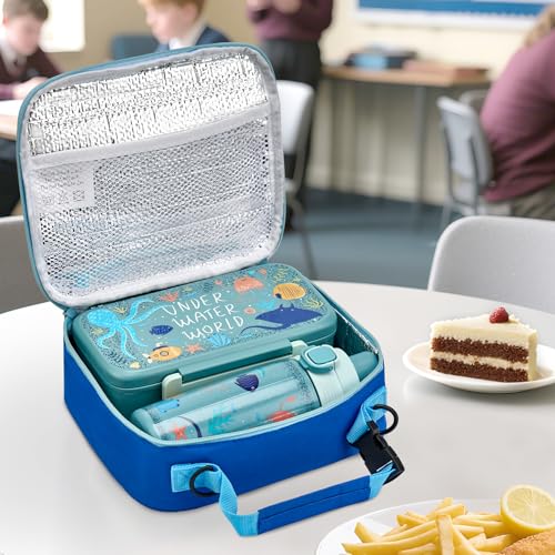 PIQUEBAR Bento Lunch Box for Kids with Thermo Ice Pack Lunch Food Container Insulated Bag, 18oz Plastic Sport Water Bottle for Kid Girls Boys - Image 5