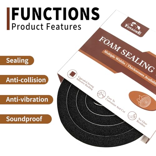 Yotache Open Cell Foam Air Conditioner Weather-Strip Seal Tape 2"x1", Thick Adhesive with High Resilience Foam Cushion Strip, 6.5 Feet Long - Image 5