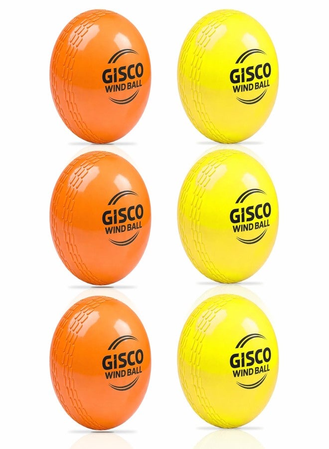 GISCO Synthetic Cricket Wind Balls Kit (Pack of 6) | Multicolor, Standard Size, Lightweight Practice Balls for Training, Coaching & Recreational Play - Image 1