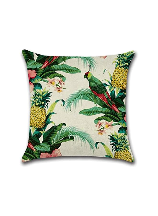 The Bros Throw Pillow Covers Green Cushion Covers Leaf, Tropical linen pillow covers with flamingo, Pack of 4 square jungle throw pillowcase, For sofa, couch, bedroom outdoor cushions 45 cm x 45 cm - Image 4
