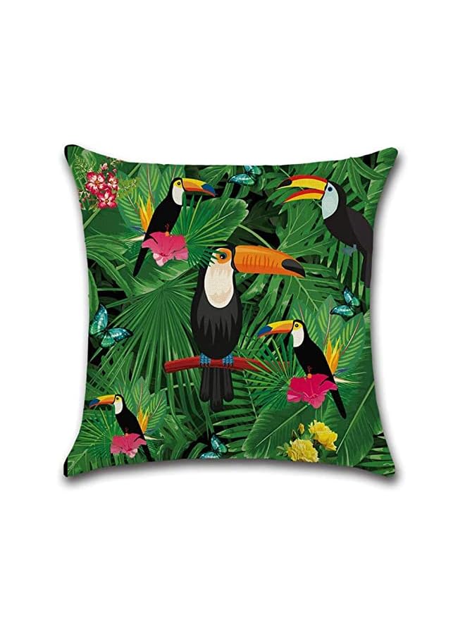 The Bros Throw Pillow Covers Green Cushion Covers Leaf, Tropical linen pillow covers with flamingo, Pack of 4 square jungle throw pillowcase, For sofa, couch, bedroom outdoor cushions 45 cm x 45 cm - Image 2